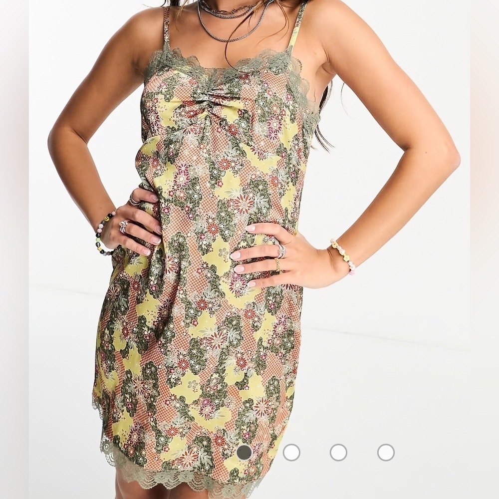Daisy Street Floral Lace Trim Slip Dress Cottagecore Y2K Mini Size S (Juniors 5)